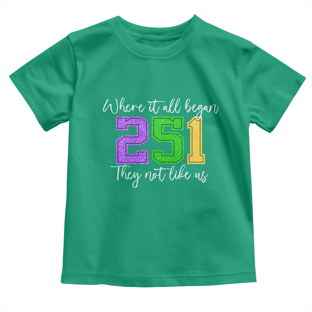 251 Mardi Gras Mobile Alabama Toddler T Shirt Where It All Began Fat Tuesday Carnival Glitter Print