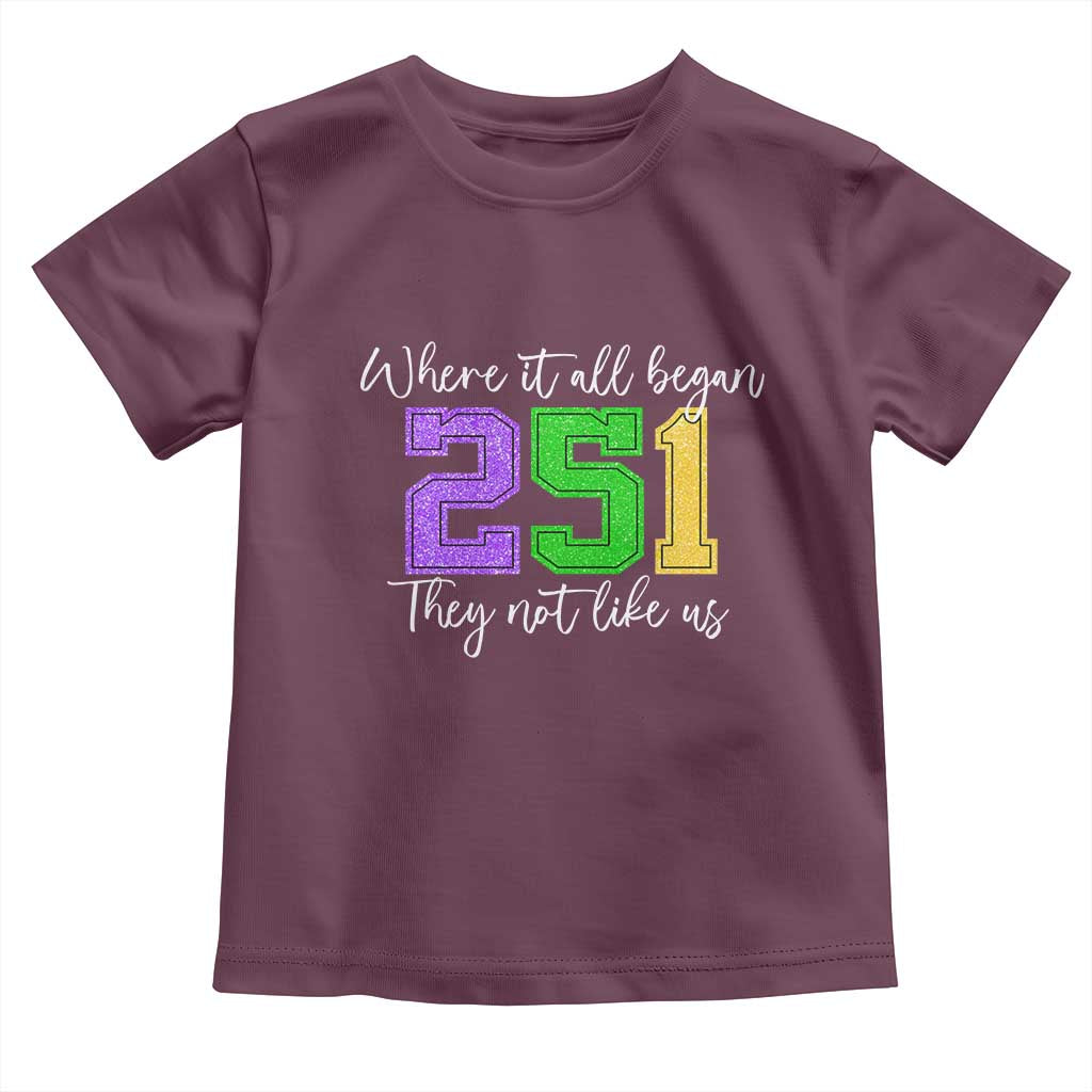 251 Mardi Gras Mobile Alabama Toddler T Shirt Where It All Began Fat Tuesday Carnival Glitter Print