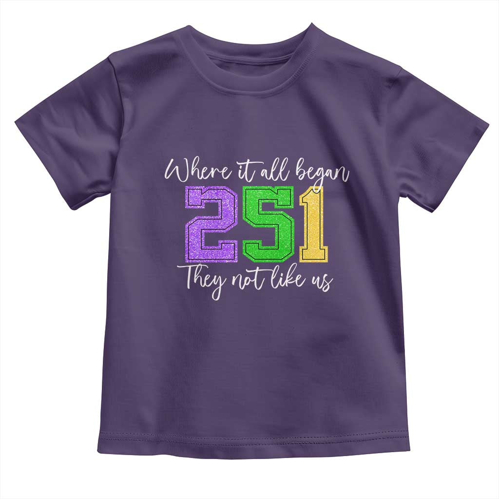 251 Mardi Gras Mobile Alabama Toddler T Shirt Where It All Began Fat Tuesday Carnival Glitter Print