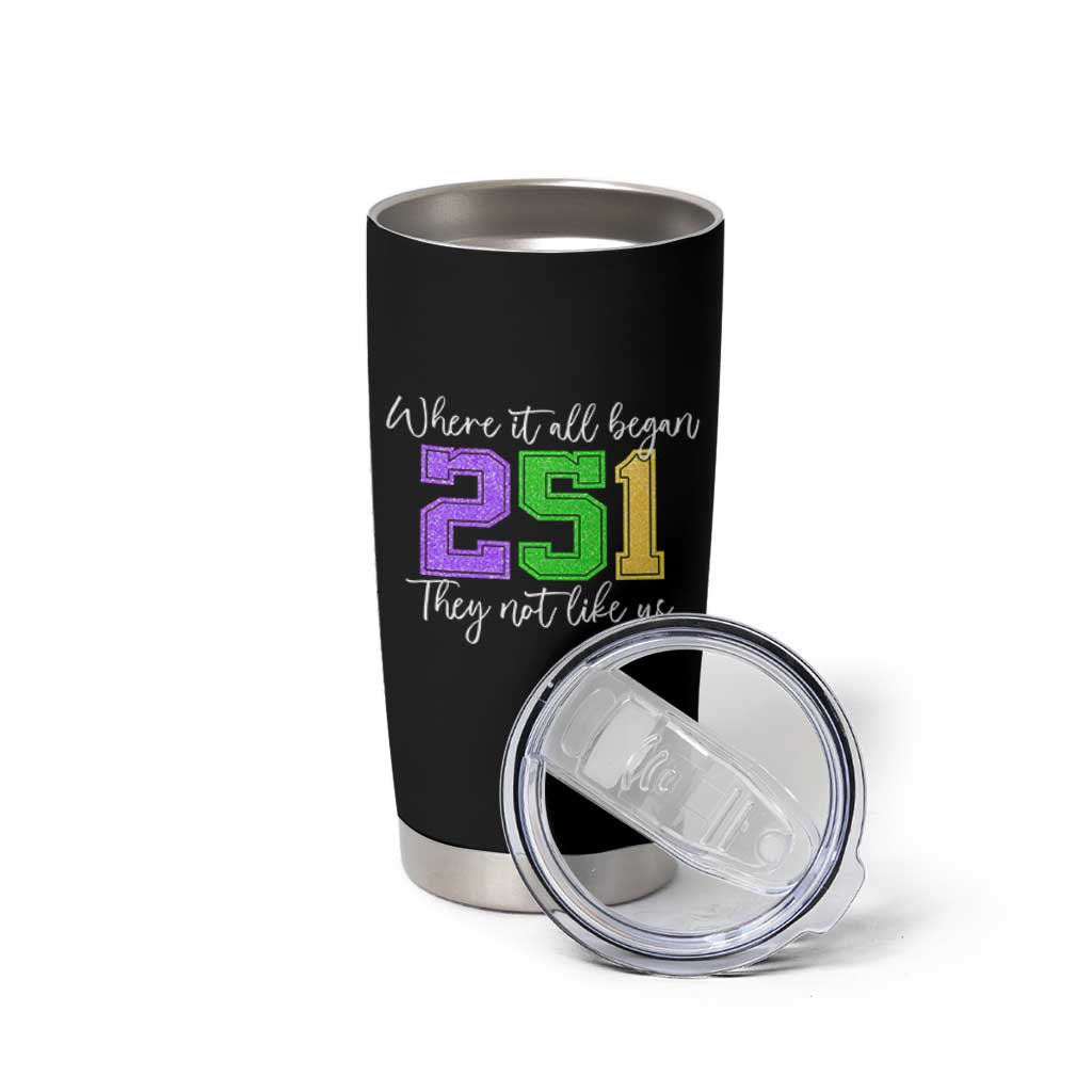 251 Mardi Gras Mobile Alabama Tumbler Cup Where It All Began Fat Tuesday Carnival Glitter Print