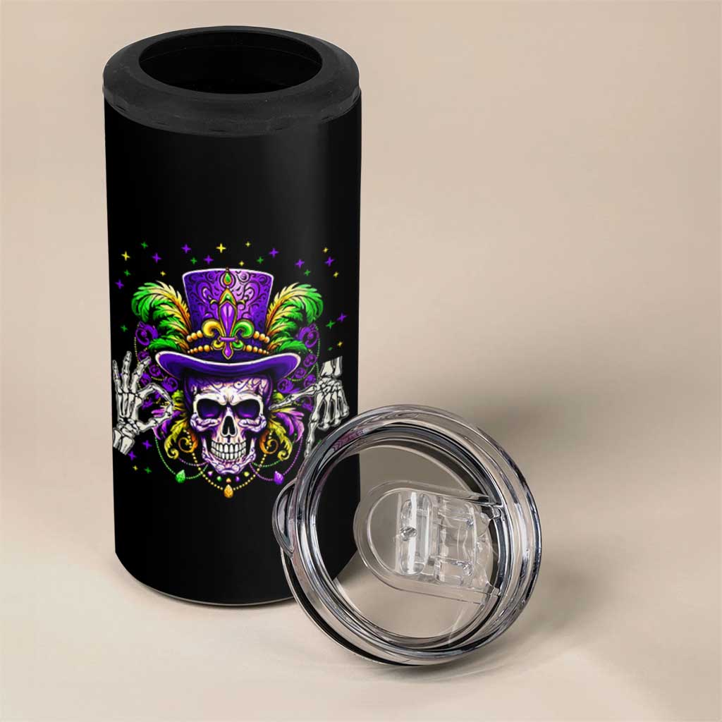 Mardi Gras Skull 67 Six Seven Meme New Orleans Witch Doctor Voodoo 4 in 1 Can Cooler Tumbler