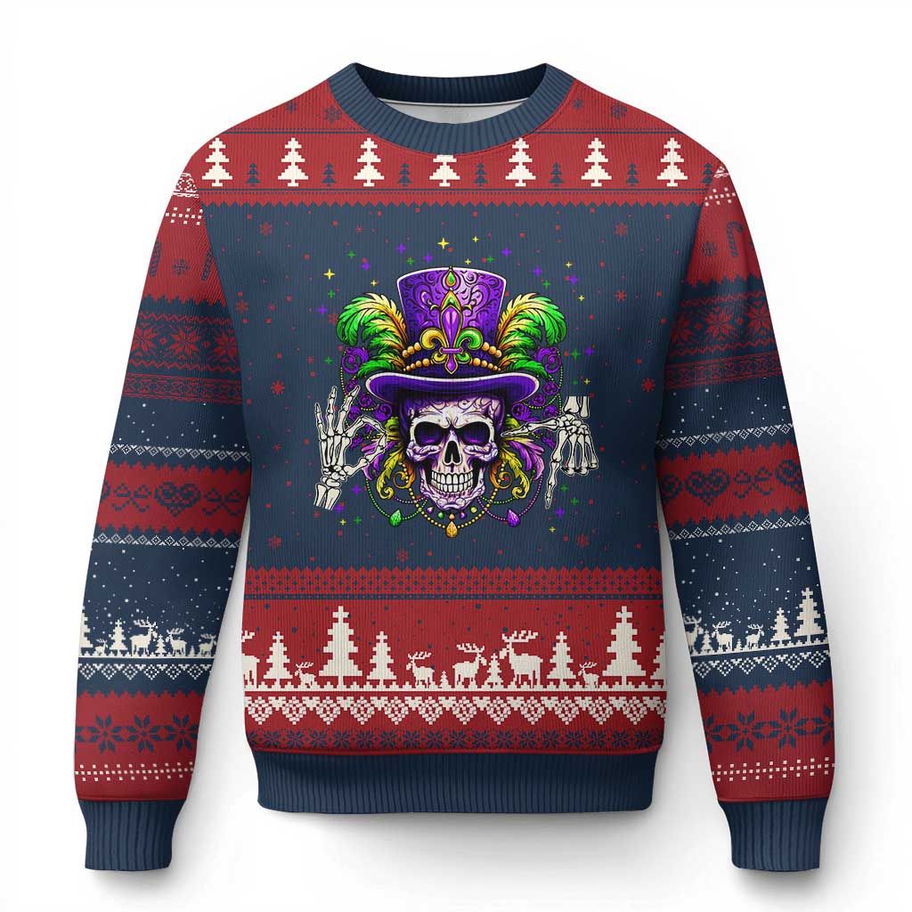 Mardi Gras Skull 67 Six Seven Meme New Orleans Witch Doctor Voodoo Ugly Christmas Sweater
