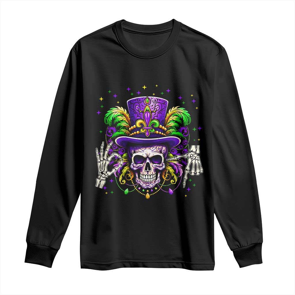 Mardi Gras Skull 67 Six Seven Meme New Orleans Witch Doctor Voodoo Long Sleeve Shirt