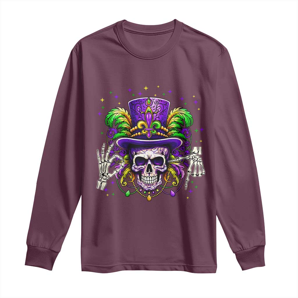 Mardi Gras Skull 67 Six Seven Meme New Orleans Witch Doctor Voodoo Long Sleeve Shirt