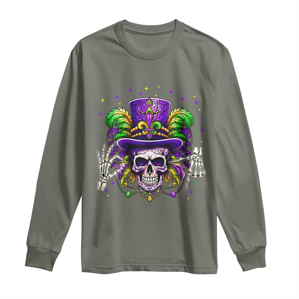 Mardi Gras Skull 67 Six Seven Meme New Orleans Witch Doctor Voodoo Long Sleeve Shirt