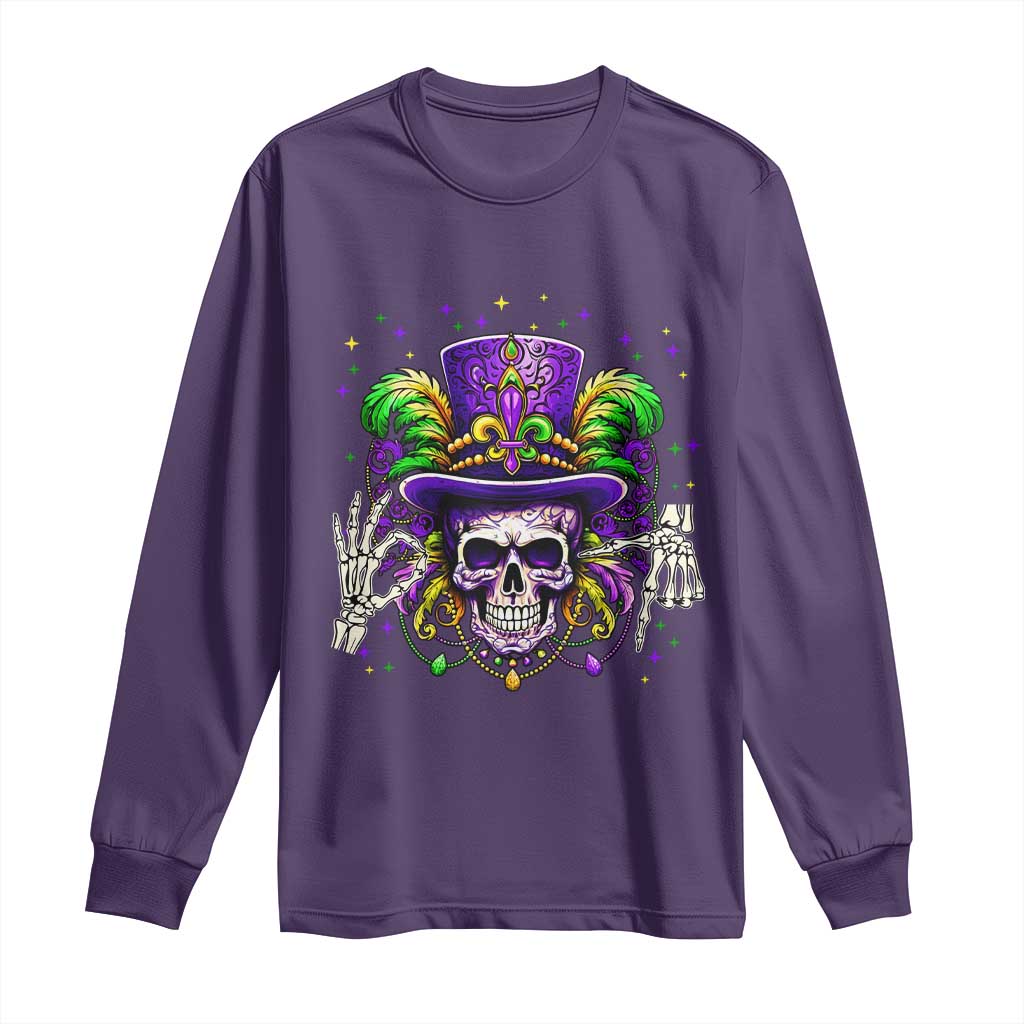 Mardi Gras Skull 67 Six Seven Meme New Orleans Witch Doctor Voodoo Long Sleeve Shirt