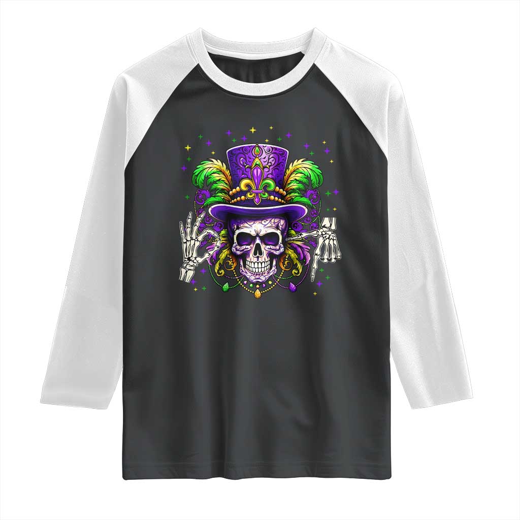 Mardi Gras Skull 67 Six Seven Meme New Orleans Witch Doctor Voodoo Raglan Shirt