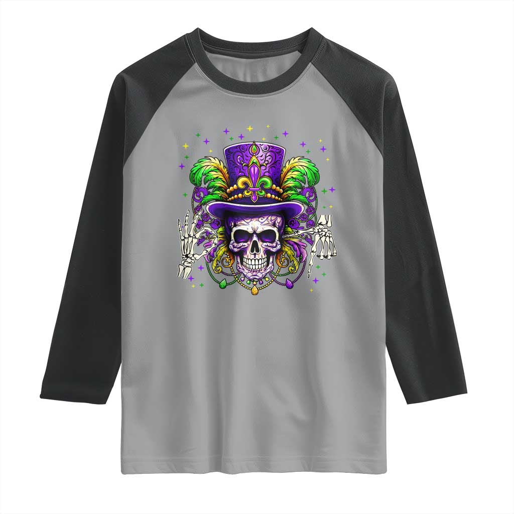 Mardi Gras Skull 67 Six Seven Meme New Orleans Witch Doctor Voodoo Raglan Shirt