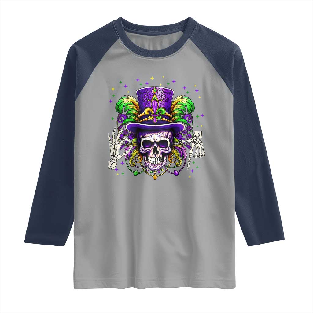 Mardi Gras Skull 67 Six Seven Meme New Orleans Witch Doctor Voodoo Raglan Shirt