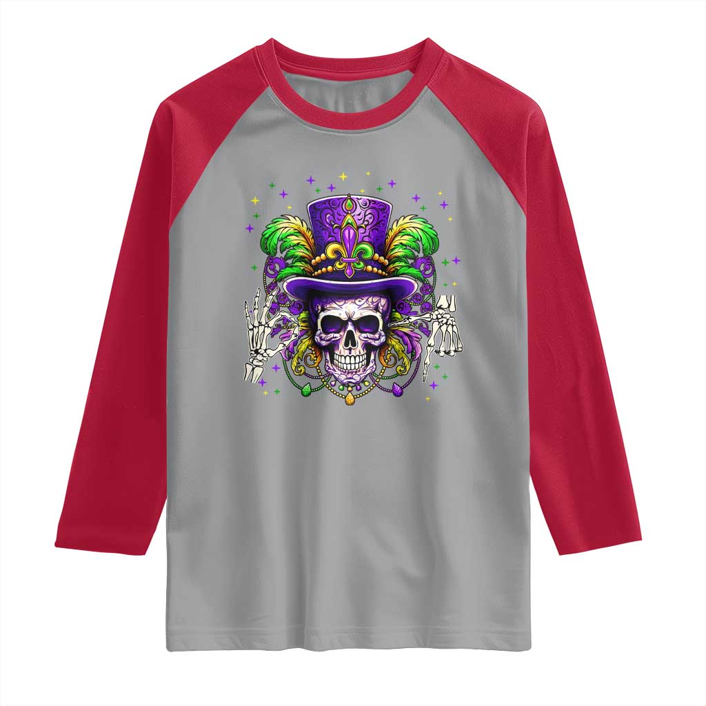 Mardi Gras Skull 67 Six Seven Meme New Orleans Witch Doctor Voodoo Raglan Shirt