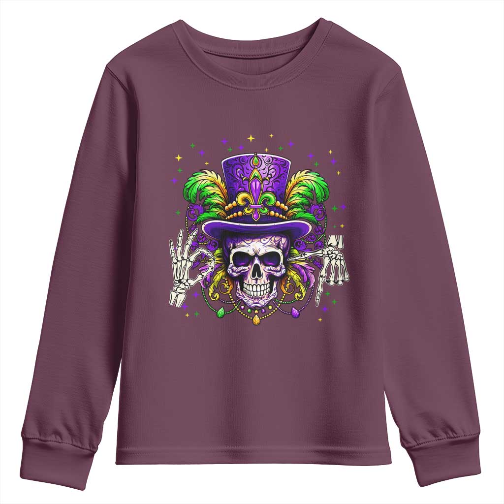 Mardi Gras Skull 67 Six Seven Meme New Orleans Witch Doctor Voodoo Youth Sweatshirt