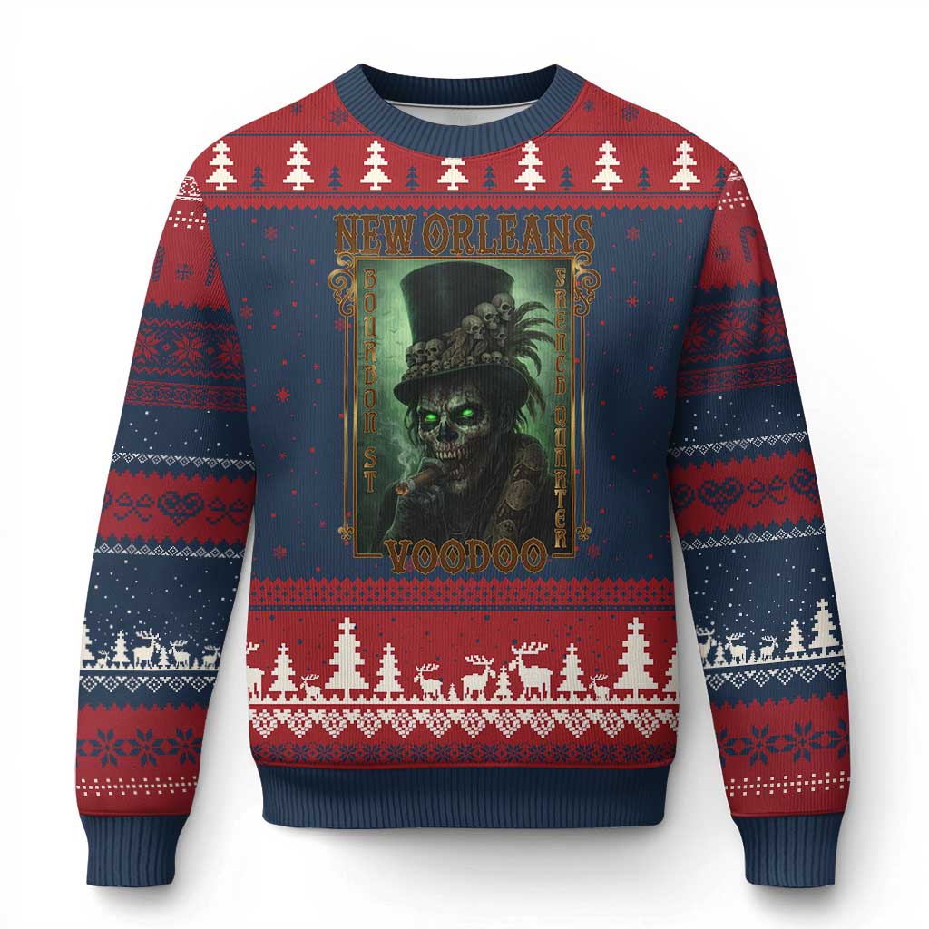 New Orleans Voodoo Ugly Christmas Sweater Bourbon Street French Quarter Creepy Occult Lover
