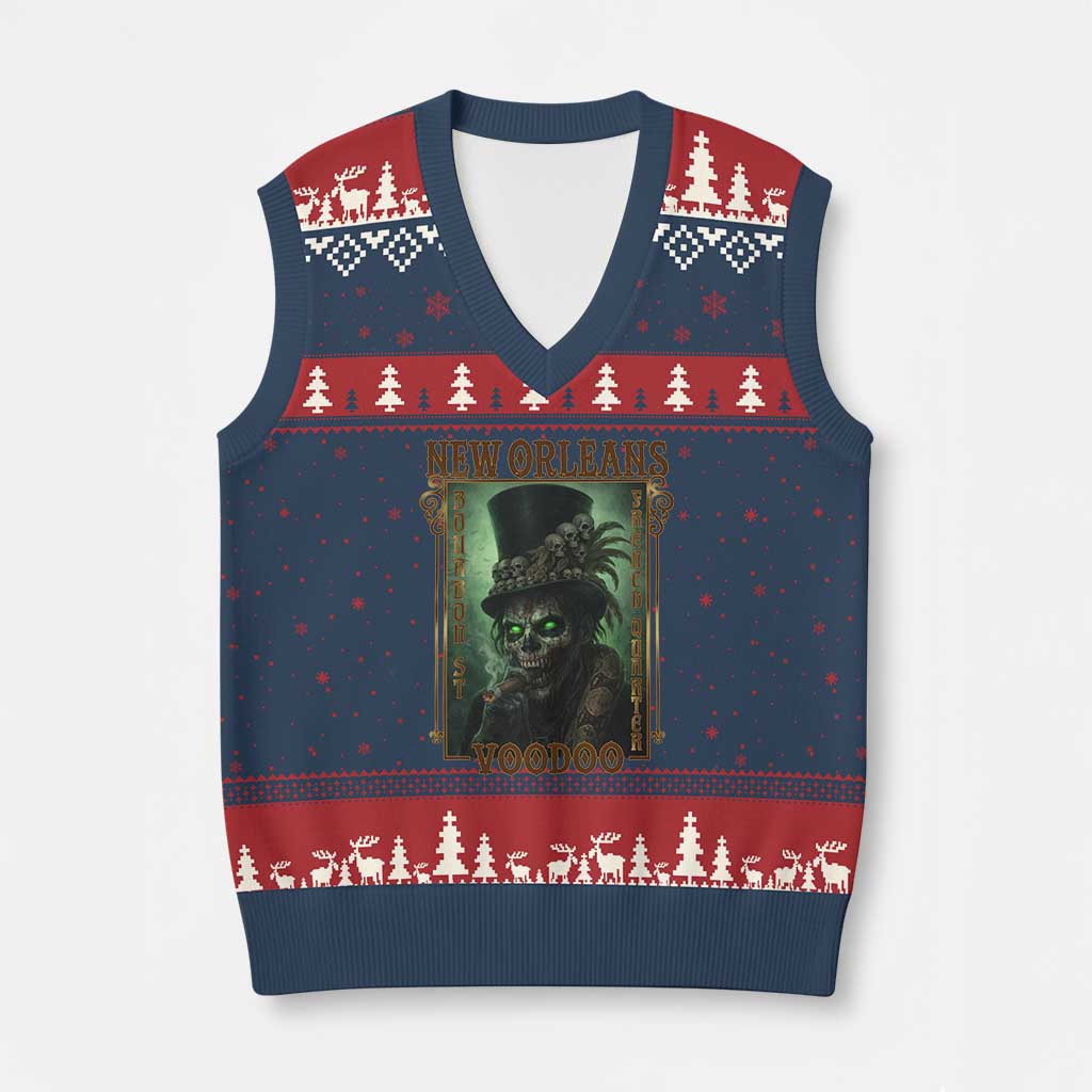 New Orleans Voodoo V-Neck Knit Sweater Vest Bourbon Street French Quarter Creepy Occult Lover