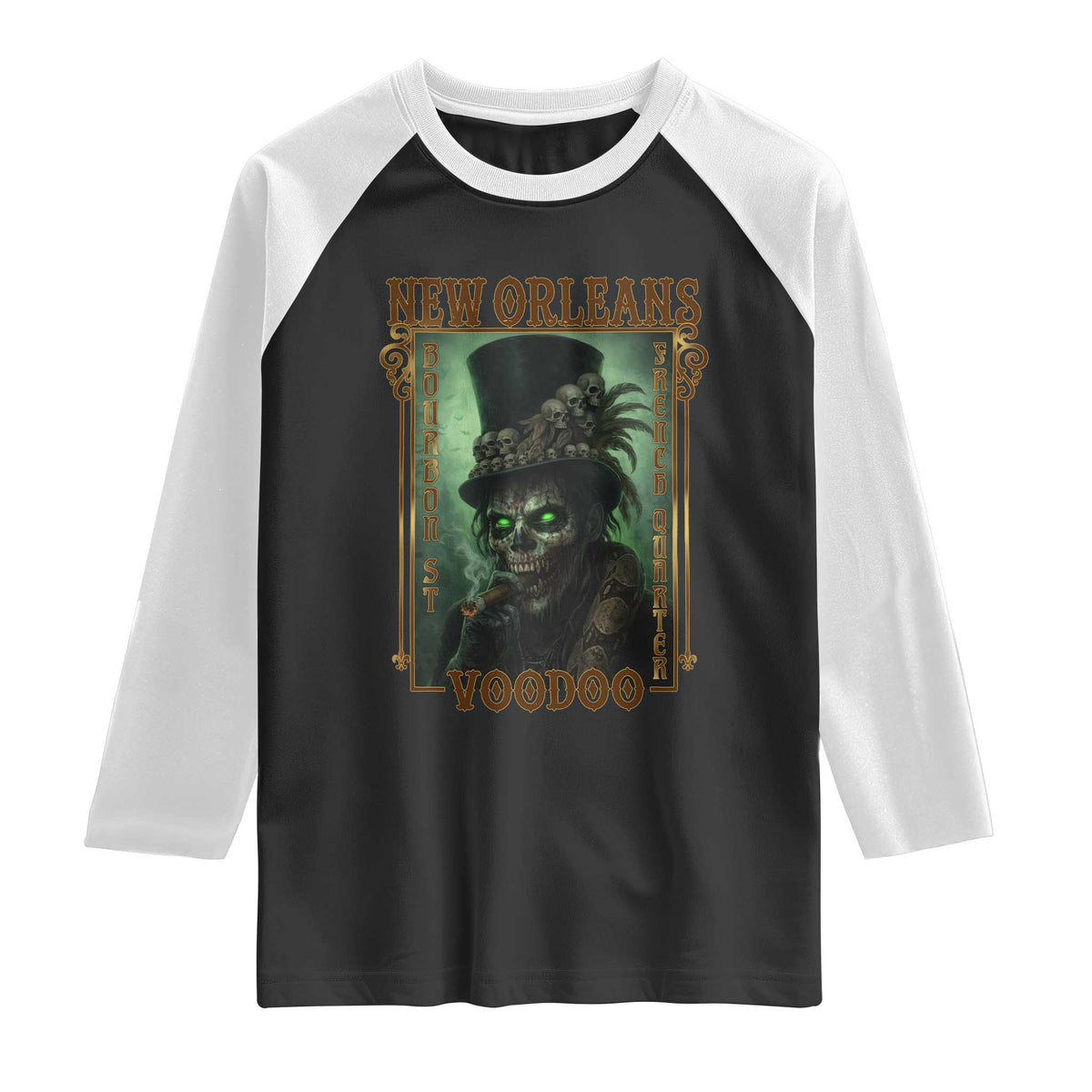 New Orleans Voodoo Raglan Shirt Bourbon Street French Quarter Creepy Occult Lover