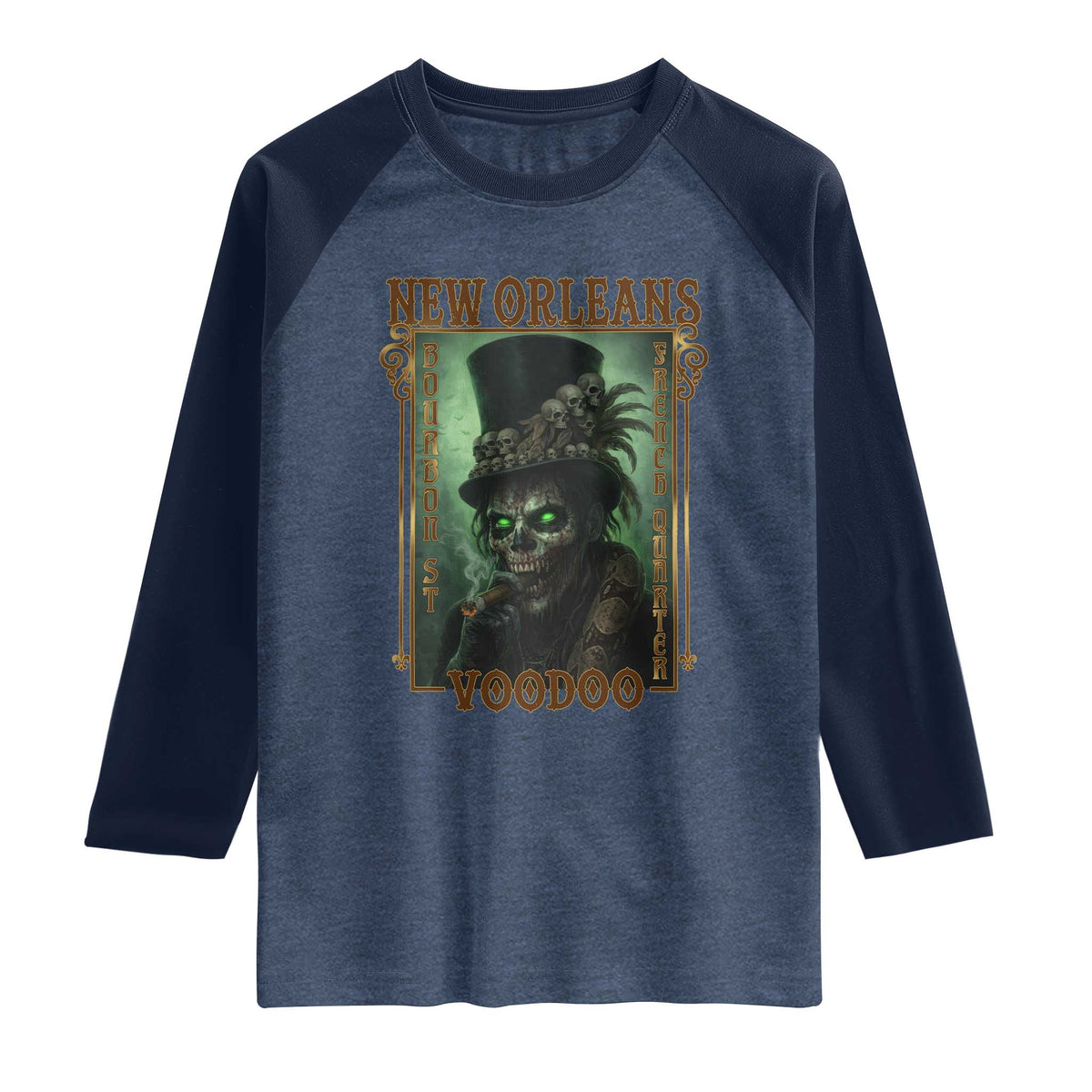 New Orleans Voodoo Raglan Shirt Bourbon Street French Quarter Creepy Occult Lover