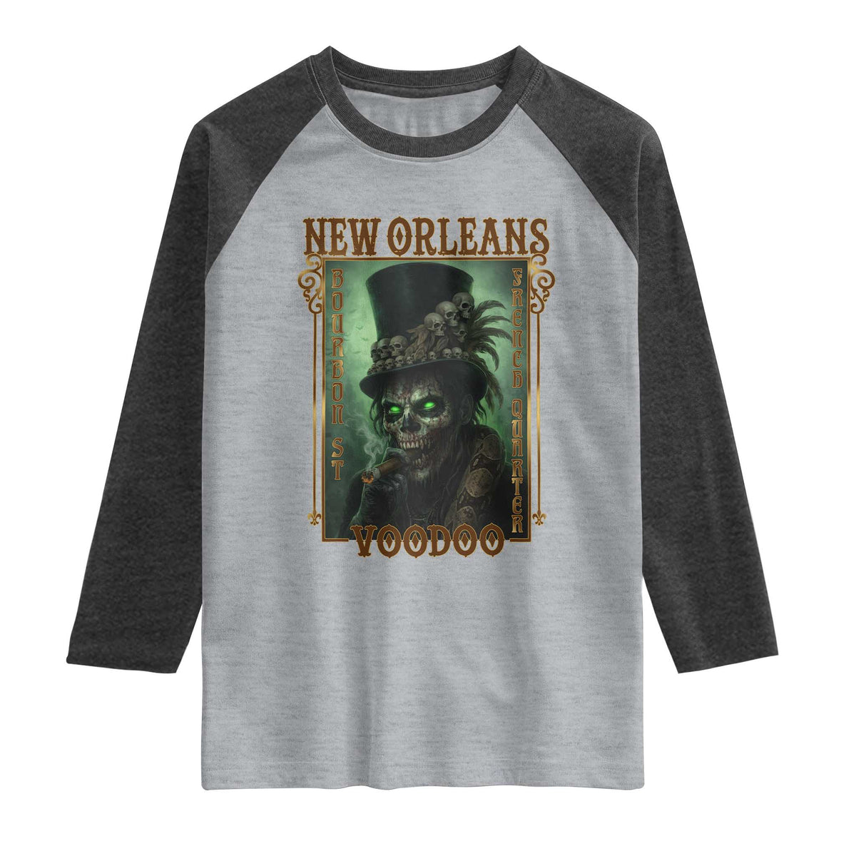New Orleans Voodoo Raglan Shirt Bourbon Street French Quarter Creepy Occult Lover
