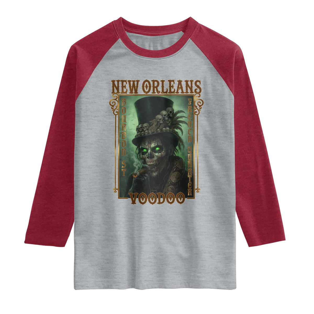 New Orleans Voodoo Raglan Shirt Bourbon Street French Quarter Creepy Occult Lover