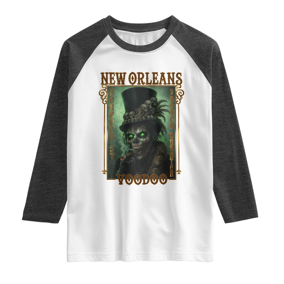 New Orleans Voodoo Raglan Shirt Bourbon Street French Quarter Creepy Occult Lover