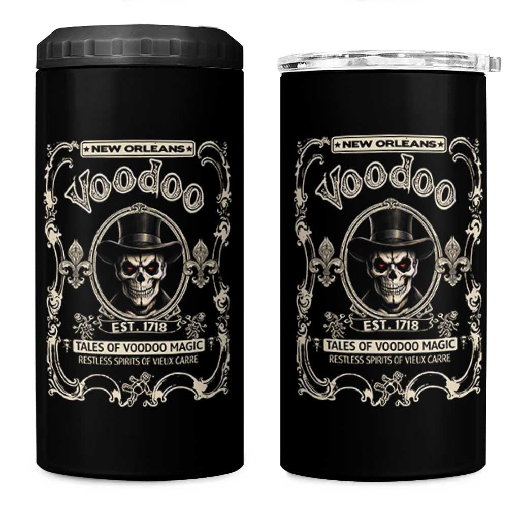 New Orleans Voodoo 4 in 1 Can Cooler Tumbler Tales Of Voodoo Magic Skull Spooky Hoodoo Rootworker