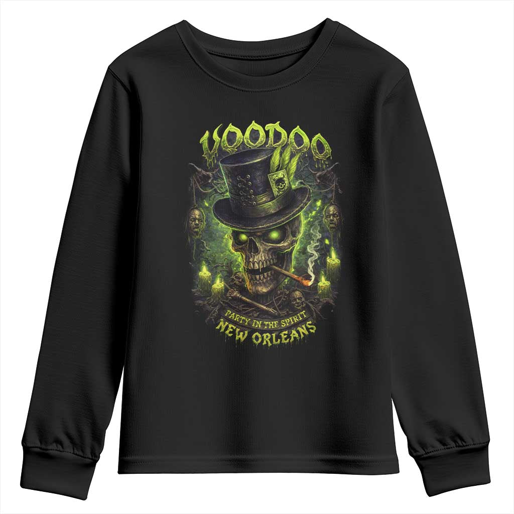 Louisiana Voodoo Skull Youth Sweatshirt Party In The Spirit New Orleans Creepy Occult Lover