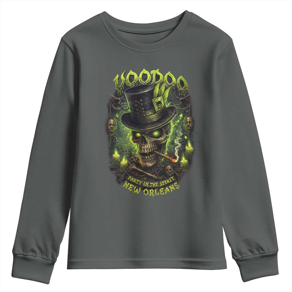 Louisiana Voodoo Skull Youth Sweatshirt Party In The Spirit New Orleans Creepy Occult Lover