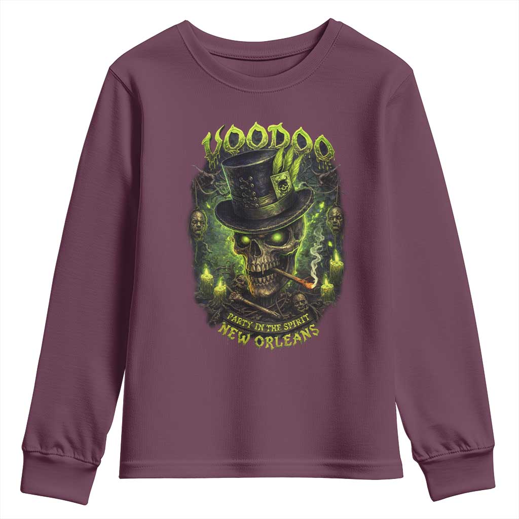 Louisiana Voodoo Skull Youth Sweatshirt Party In The Spirit New Orleans Creepy Occult Lover