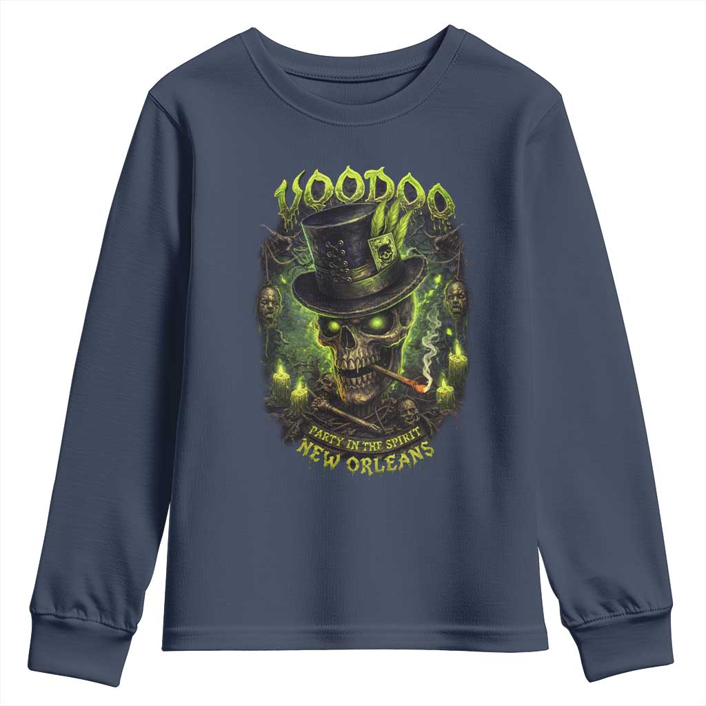 Louisiana Voodoo Skull Youth Sweatshirt Party In The Spirit New Orleans Creepy Occult Lover