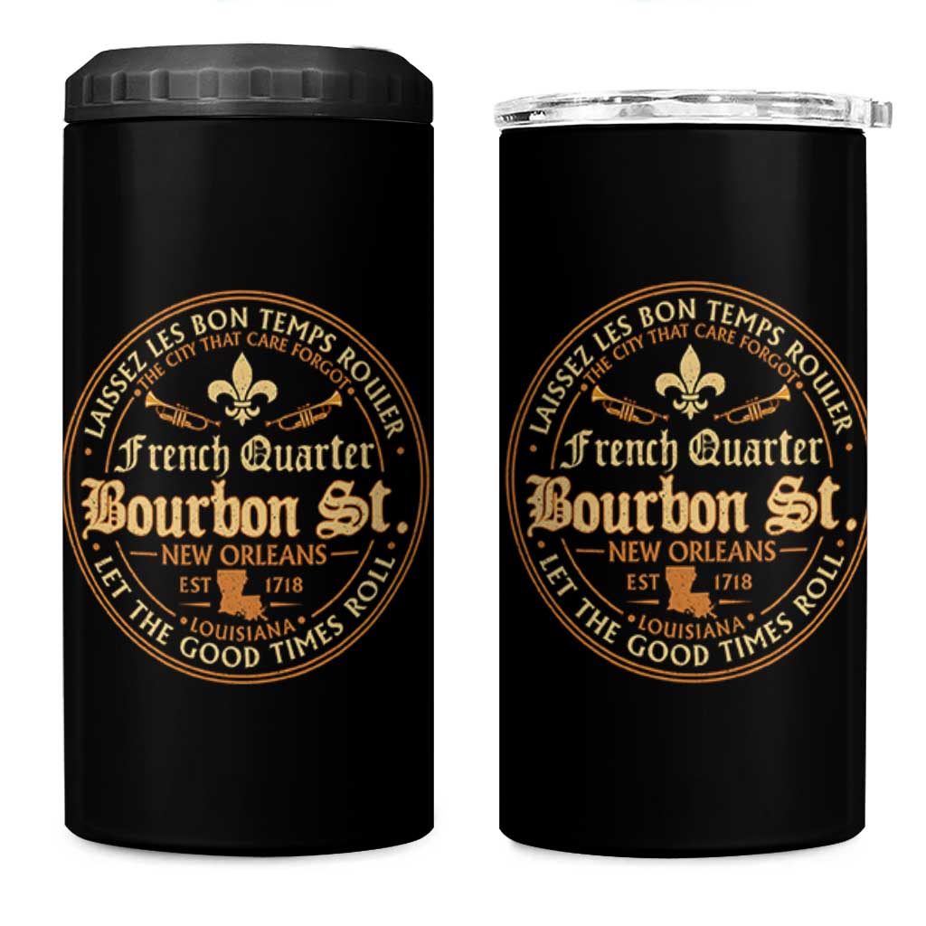 Bourbon Street French Quarter New Orleans Vintage 4 in 1 Can Cooler Tumbler