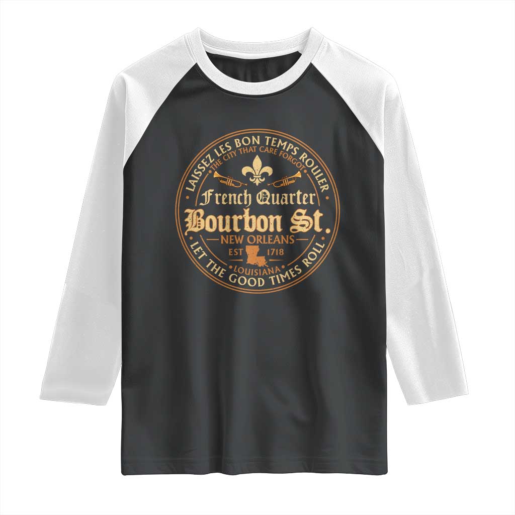 Bourbon Street French Quarter New Orleans Vintage Raglan Shirt