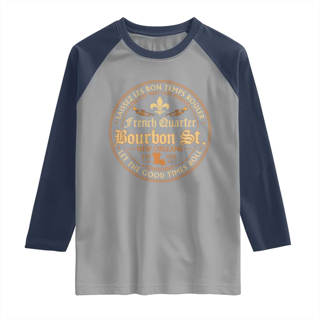 Bourbon Street French Quarter New Orleans Vintage Raglan Shirt