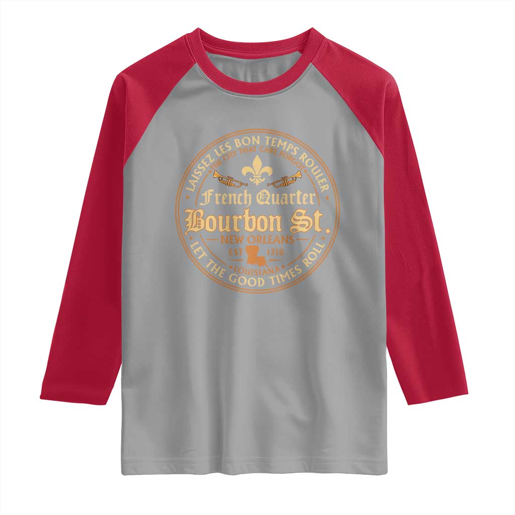 Bourbon Street French Quarter New Orleans Vintage Raglan Shirt