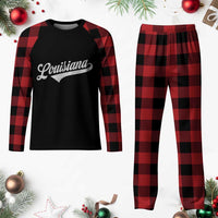 Retro Louisiana Plaid Pajama Set Vintage City State Distressed Pride
