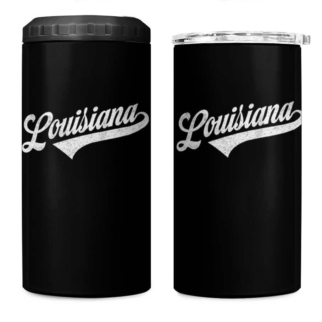 Retro Louisiana 4 in 1 Can Cooler Tumbler Vintage City State Distressed Pride