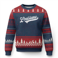 Retro Louisiana Ugly Christmas Sweater Vintage City State Distressed Pride