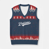Retro Louisiana V-Neck Knit Sweater Vest Vintage City State Distressed Pride