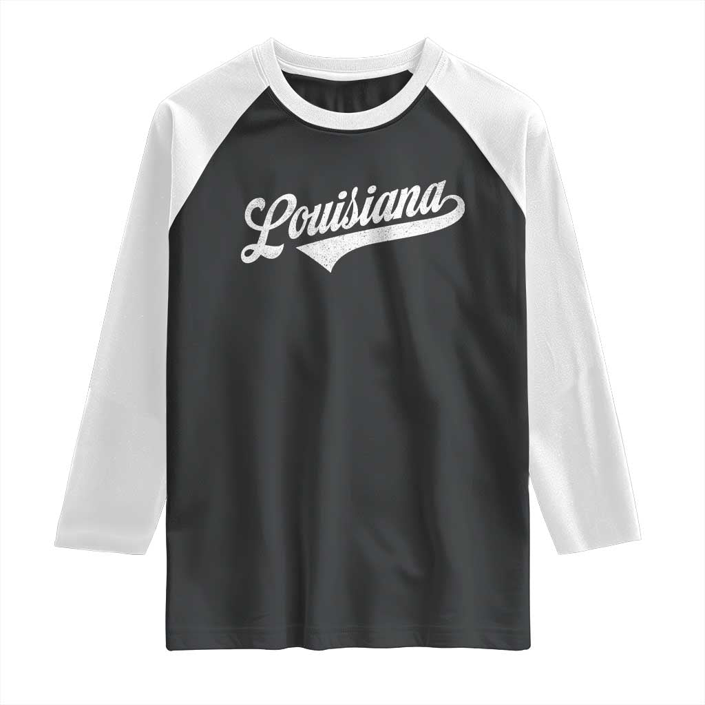 Retro Louisiana Raglan Shirt Vintage City State Distressed Pride