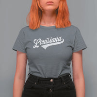 Retro Louisiana T Shirt For Women Vintage City State Distressed Pride