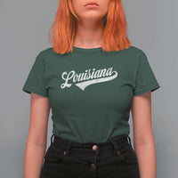 Retro Louisiana T Shirt For Women Vintage City State Distressed Pride