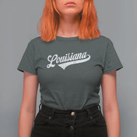 Retro Louisiana T Shirt For Women Vintage City State Distressed Pride