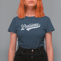 Retro Louisiana T Shirt For Women Vintage City State Distressed Pride