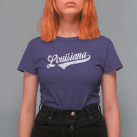 Retro Louisiana T Shirt For Women Vintage City State Distressed Pride