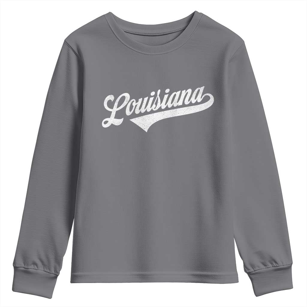 Retro Louisiana Youth Sweatshirt Vintage City State Distressed Pride