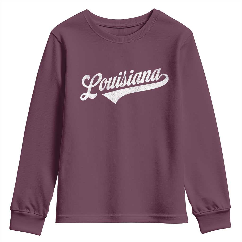 Retro Louisiana Youth Sweatshirt Vintage City State Distressed Pride