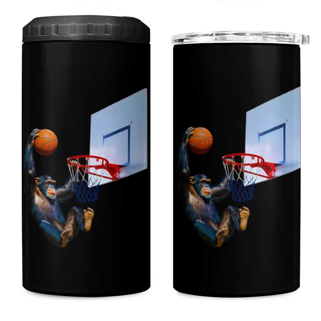 Funny Chimpanzee Basketball Monkey 4 in 1 Can Cooler Tumbler