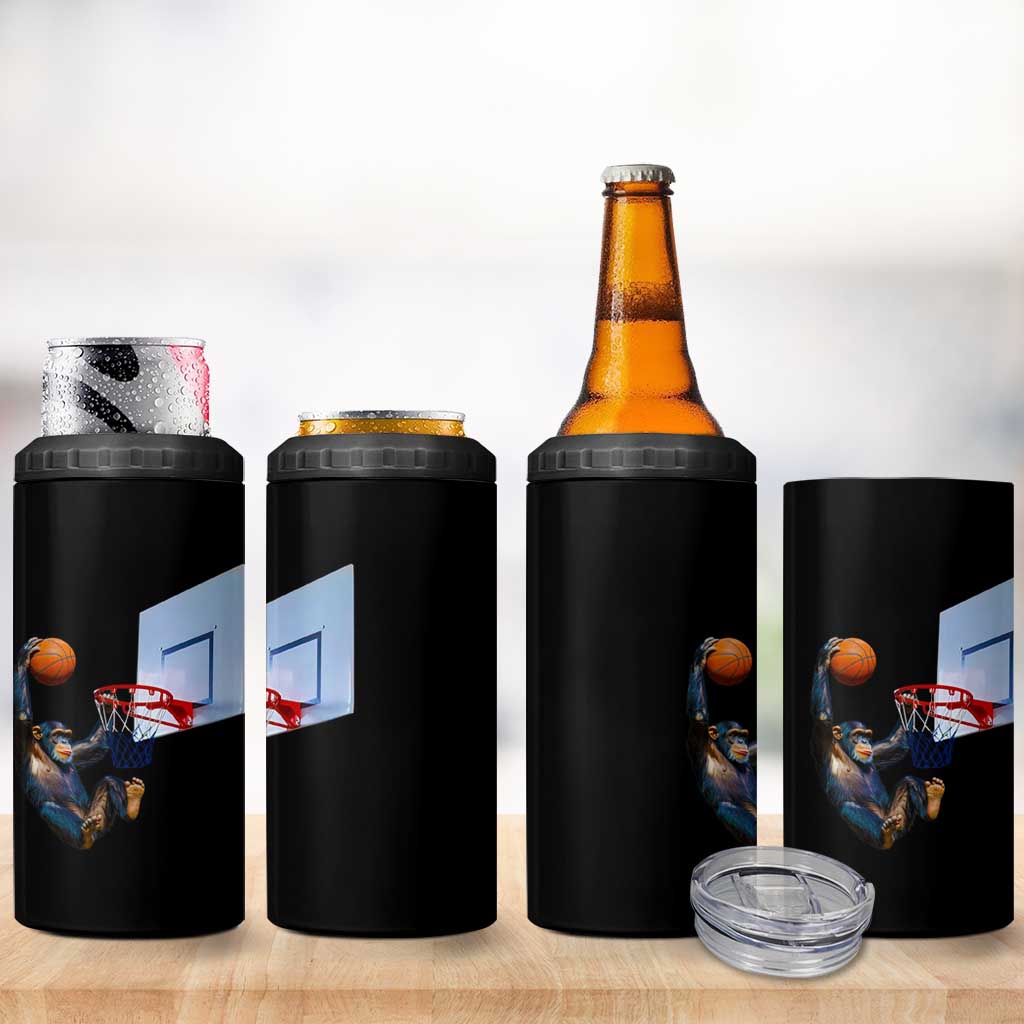 Funny Chimpanzee Basketball Monkey 4 in 1 Can Cooler Tumbler