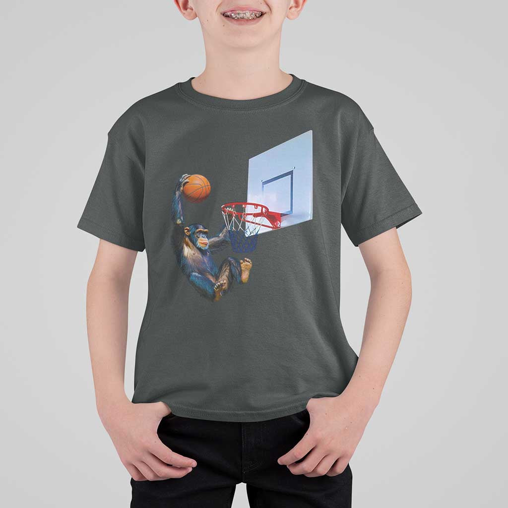 Funny Chimpanzee Basketball Monkey T Shirt For Kid