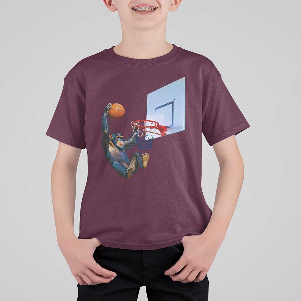 Funny Chimpanzee Basketball Monkey T Shirt For Kid