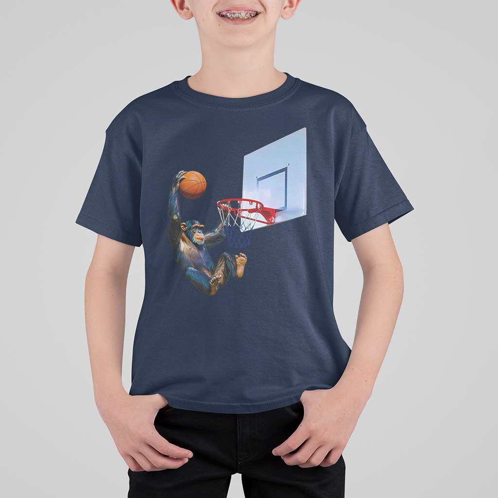 Funny Chimpanzee Basketball Monkey T Shirt For Kid