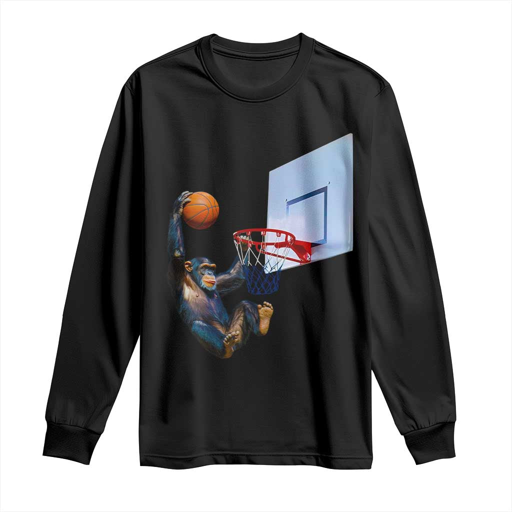 Funny Chimpanzee Basketball Monkey Long Sleeve Shirt