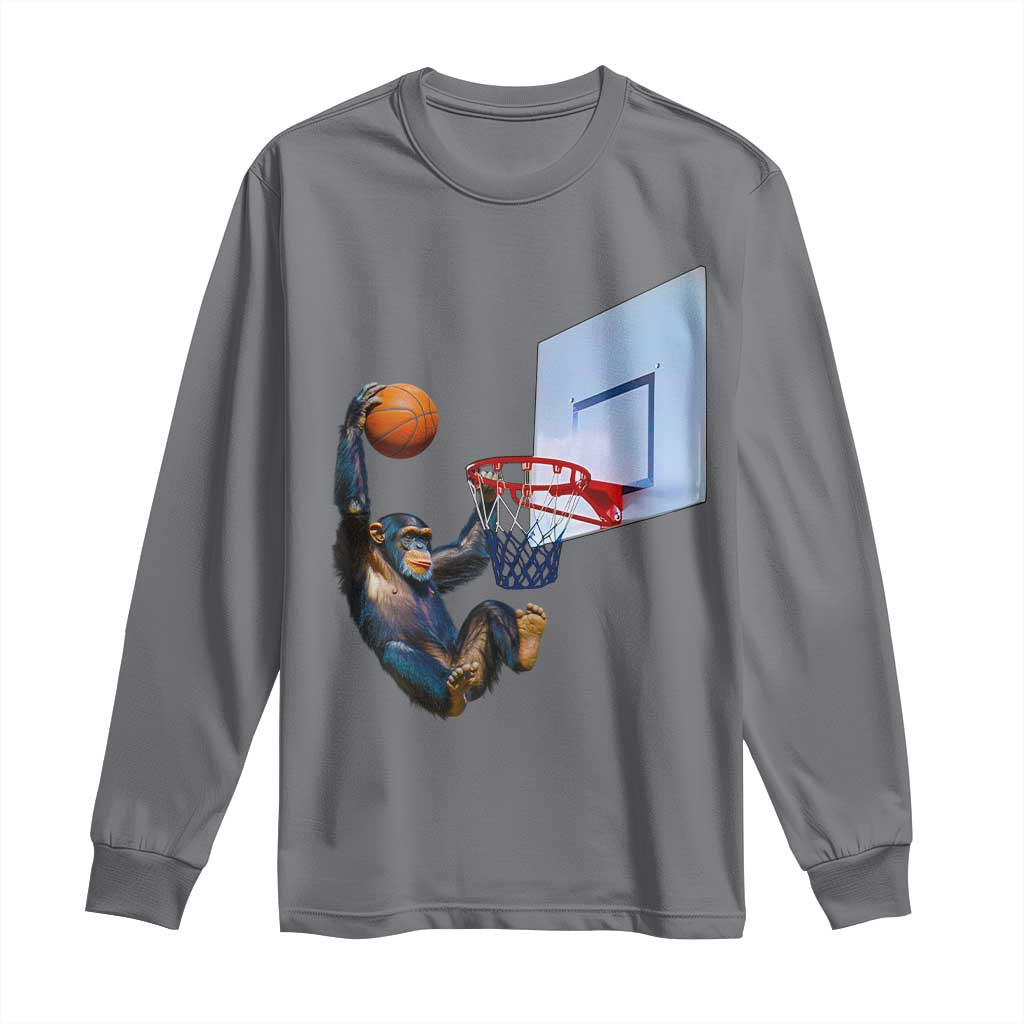 Funny Chimpanzee Basketball Monkey Long Sleeve Shirt